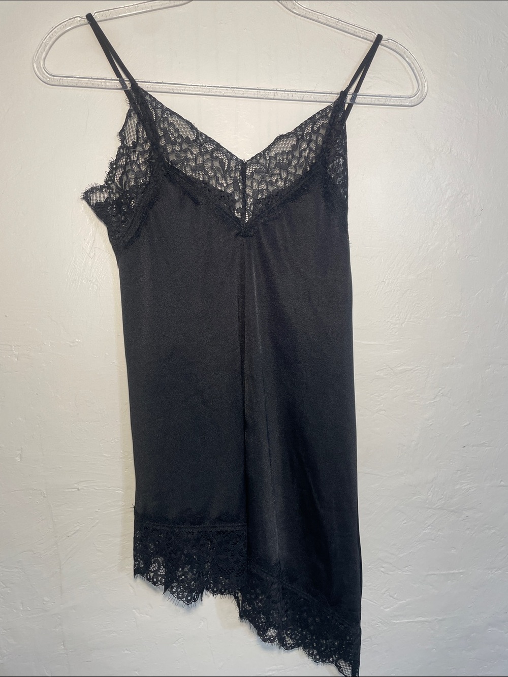 H&M Black Lace-Trim Slip Chemise